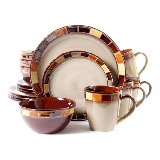 16 Piece Dinnerware Plates, Bowls, & Mugs Set, Cream