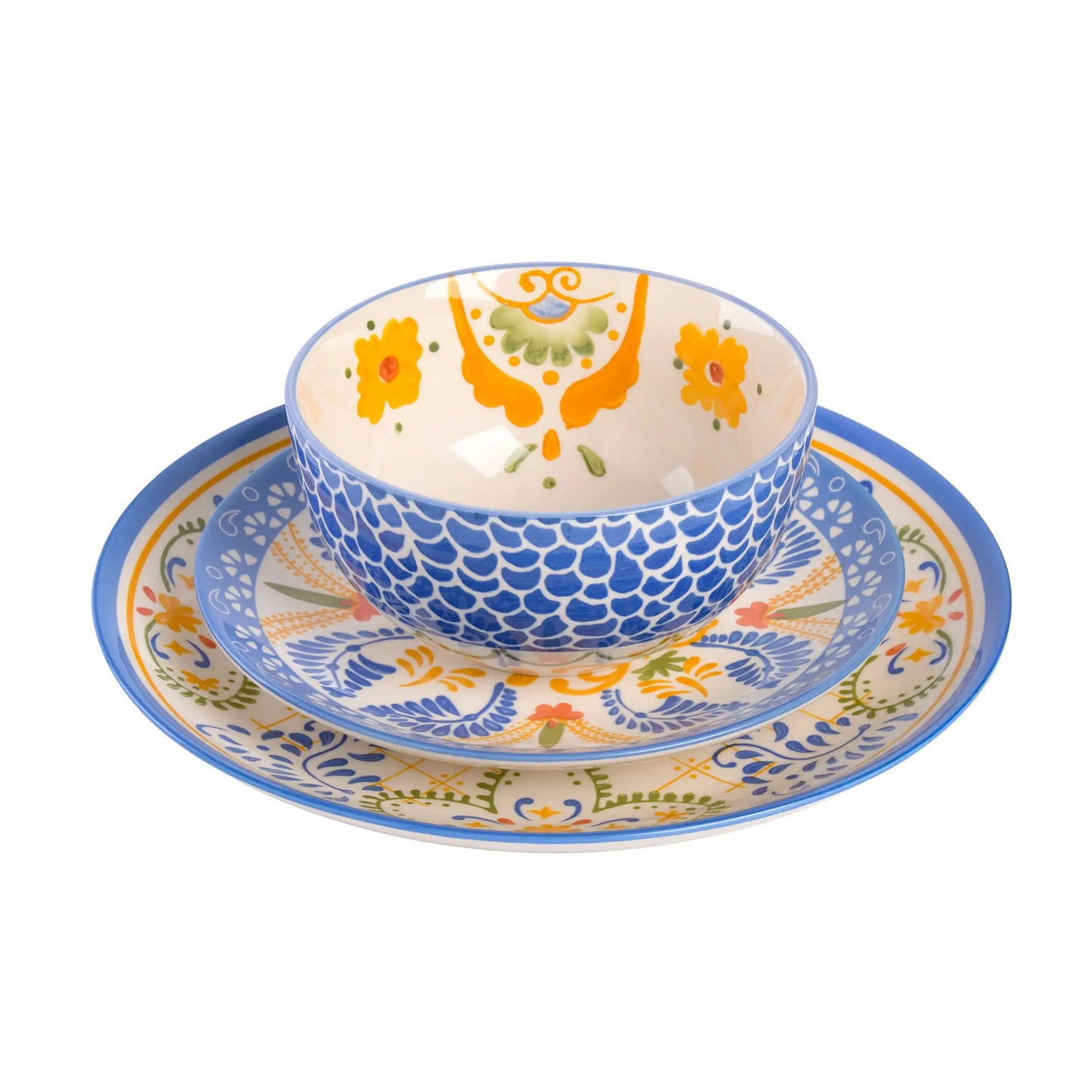 12 Piece Round Stoneware Dinnerware Set in Assorted Designs