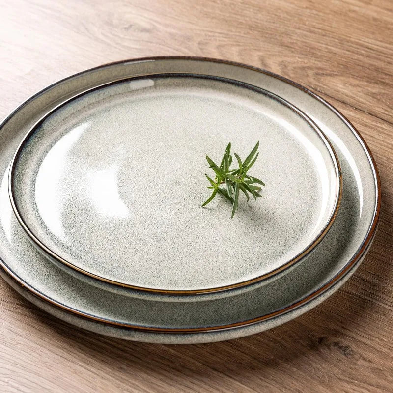 Ceramic Dinnerware Sets for 4, 12 Pieces Stoneware Plates and Bowls Sets, Reactive Glaze Dishes -Scratch Resistant,